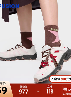 Como X丨情人节礼物 FILA FUSION斐乐休闲鞋女鞋新年款红色运动鞋