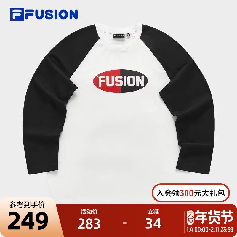 FILA FUSION斐乐潮牌情侣款针织长袖衫2024夏季新款拼色插肩袖长T,运动服/休闲服装,运动T恤,淘宝优惠券,粉丝福利购,淘宝优惠卷