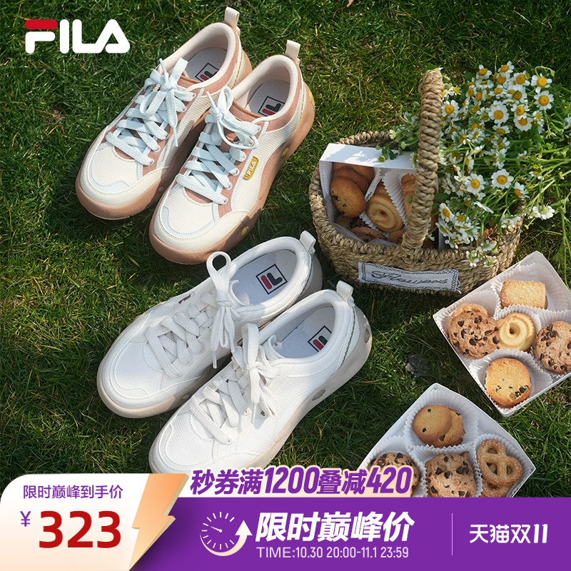 斐乐曲奇鞋丨FILA帆布鞋26夏季女鞋透气网面厚底增高滑板休闲板鞋