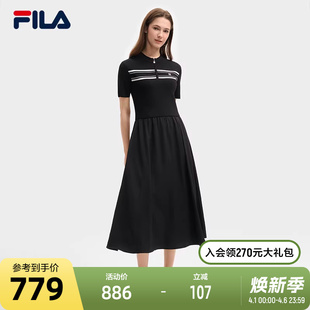 休闲简约修身 FILA 斐乐官方女子连衣裙2025夏新款 时尚 连身裙 短袖