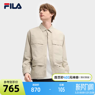 时尚 梭织外套2025春新款 简约休闲挺括翻领上衣 斐乐官方男士 FILA