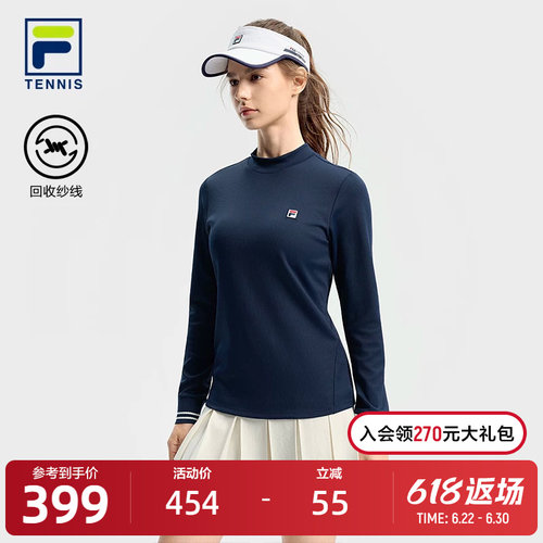 FILA 斐乐官方女子针织长袖衫2025冬季新款网球运动修身小高领长T