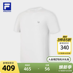 FILA 衫 2024冬新款 健身运动基础简约圆领T恤 斐乐官方男子针织短袖