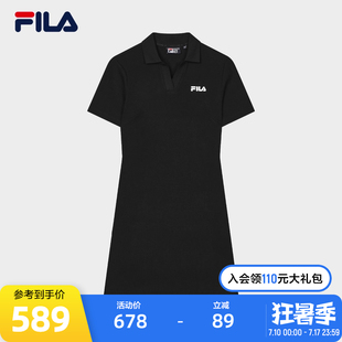 POLO领短袖 FILA 修身 时尚 裙子 斐乐官方女子针织连衣裙2024夏新款