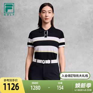 高尔夫运动宽条纹短袖 FILA 斐乐官方女子编织衫 2026夏新款 POLO衫