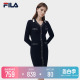 FILA 斐乐官方女子编织连衣裙2023春V领时尚 优雅休闲通勤长裙