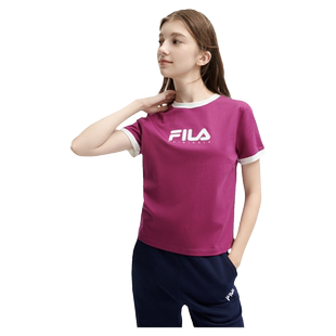 FILA 斐乐官方女子针织短袖衫夏季新款时尚休闲百搭纯棉女基础T恤