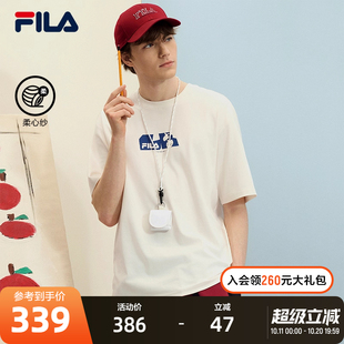 衫 FILA LAHAN斐乐男针织短袖 TIM 2025夏新简约休闲宽松圆领T恤