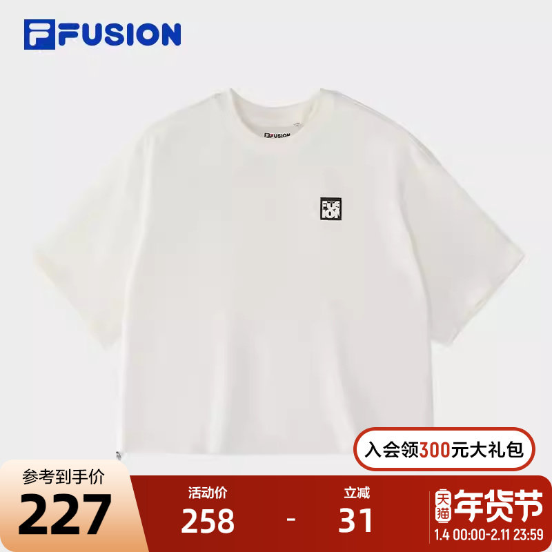 FILA FUSION斐乐潮牌女子针织短袖衫2025春季新款休闲宽松纯棉T恤,运动服/休闲服装,运动T恤,淘宝优惠券,粉丝福利购,淘宝优惠卷