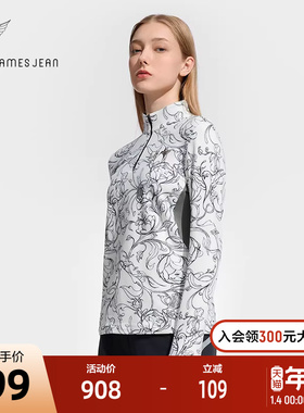 FILA X JAMES JEAN联名系列斐乐长袖T恤女2024冬新滑雪半拉链上衣