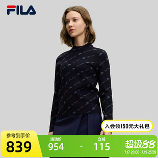 FILA Emerald斐乐女子编织衫2025春季新款休闲时尚修身小高领毛衣