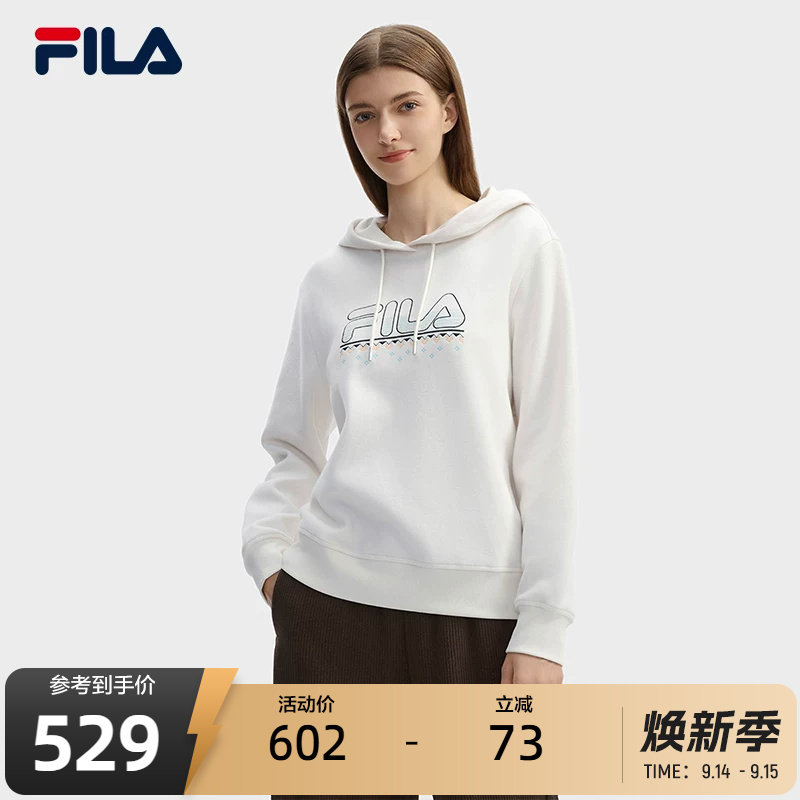 FILA 斐乐官方女子连帽卫衣冬新款时尚运动休闲舒适针织长袖上衣