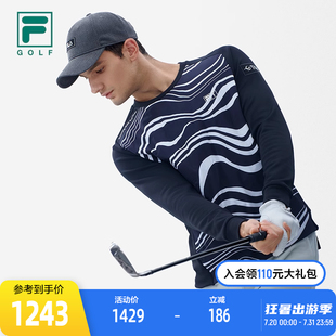 FILA 基础高尔夫运动针织圆领上衣 斐乐官方男子长袖 T2022冬季