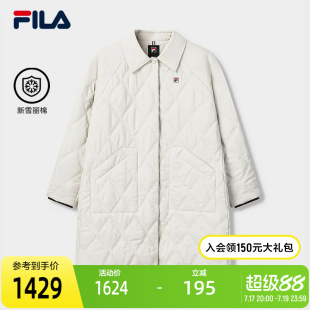 FILA 斐乐官方女士棉服2026春季新款休闲舒适绗缝中长款保暖外套