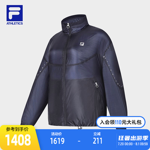FILA 拼色寬松簡約健身運(yùn)動立領(lǐng)外套 斐樂官方女士棉服2023冬新款