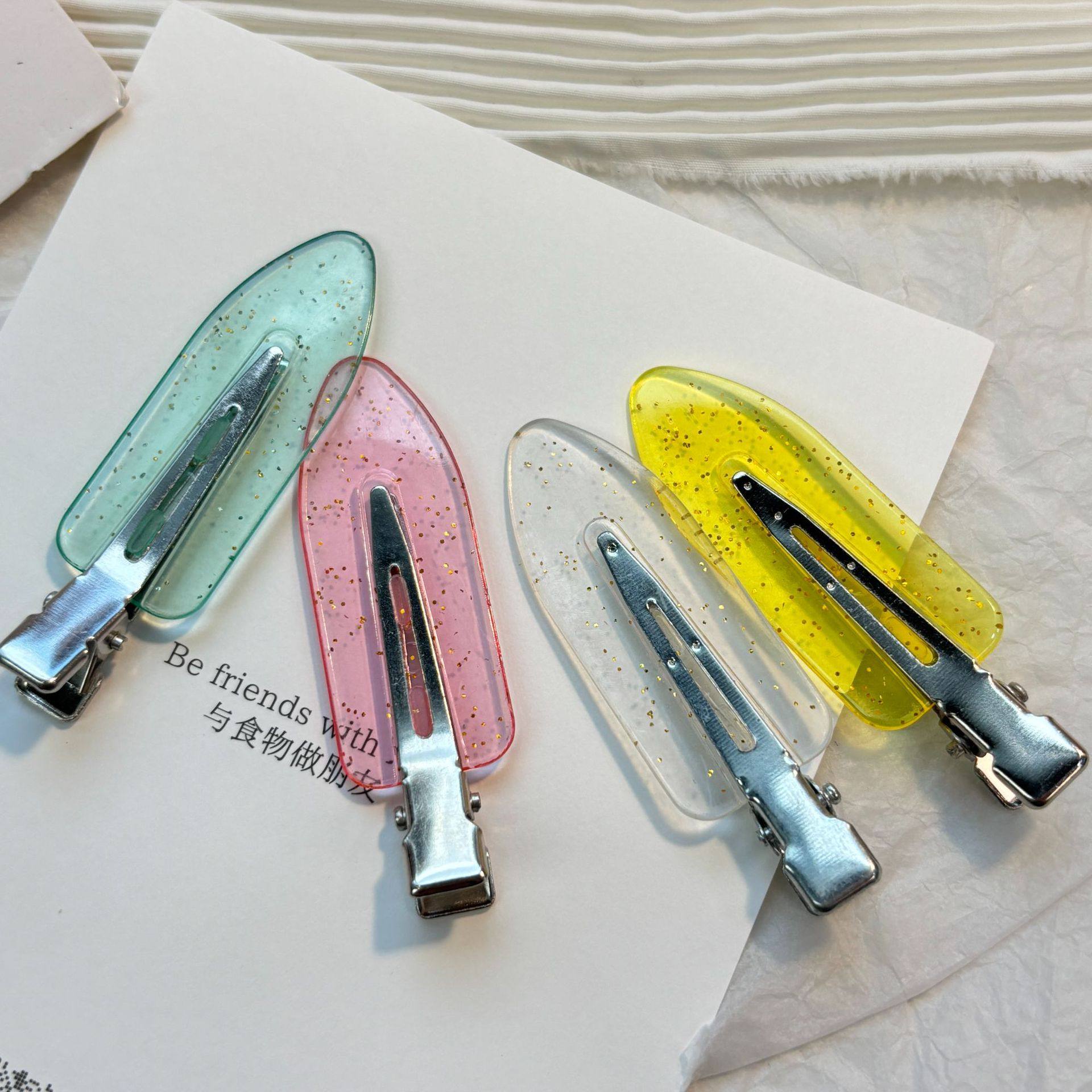 奶油胶无痕发夹透明夹子侧边刘海夹糖果色网红头饰diy材料批发