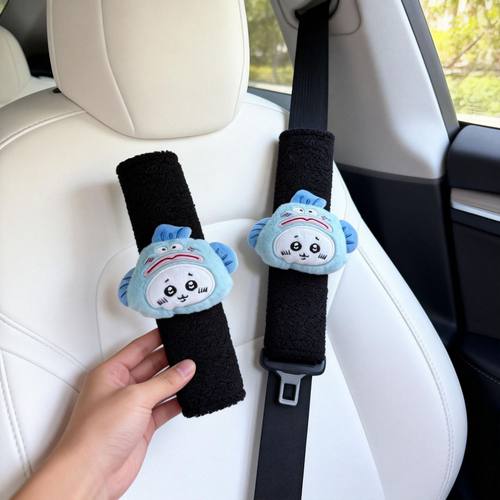 创意安全带毛绒套小丑鱼吉伊卡公仔儿童玩具车载装饰玩偶护肩批发