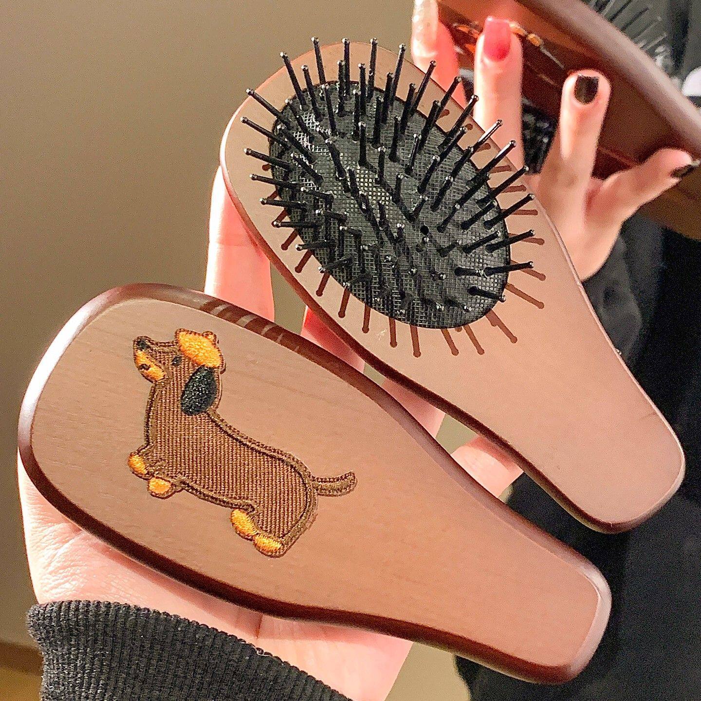 中式木质舒服梳子按摩气囊便携防静电打结顺发气垫家用ins风