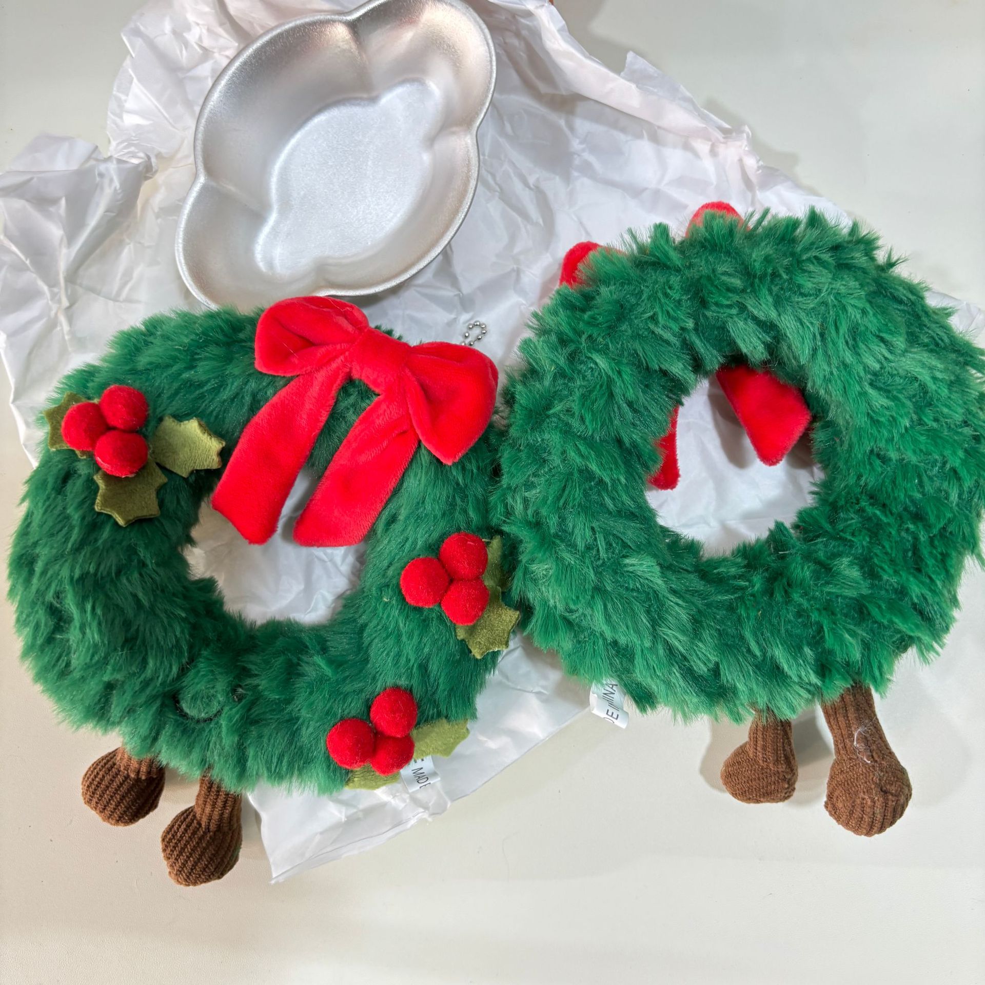 现货新款的圣诞节趣味北欧云杉圣诞树毛绒玩具圣诞花环礼品包挂饰