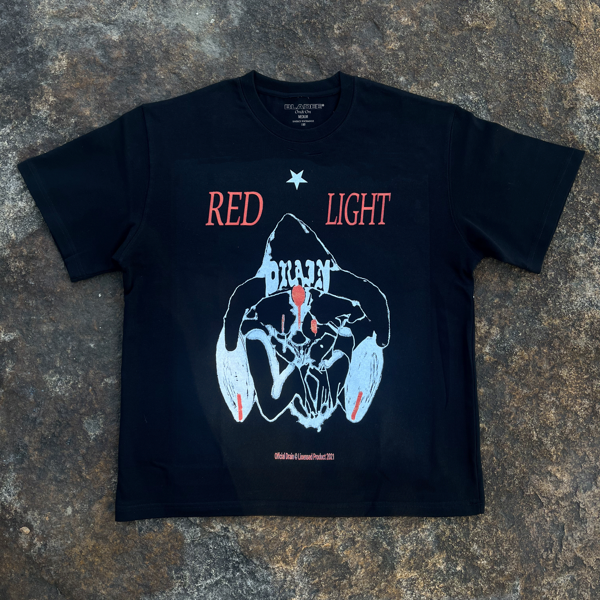 thumbnail for Drain Gang x Sad Boys American Loose Weight Small Neckline RED LIGHT Digital Print T-Shirt
