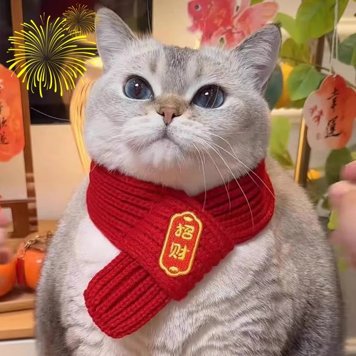 宠物围巾猫咪狗狗围脖新年配饰