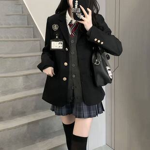 原创动漫学姐jk制服套装女秋冬学院风格裙针织开衫川岛私立学院