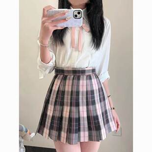 粉雾海JK学院风显瘦辣妹格子短裙制服jk短裙收腰百搭东京岁时记