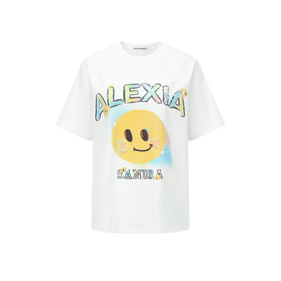 AlexiaSandra荧光笑脸短袖T恤