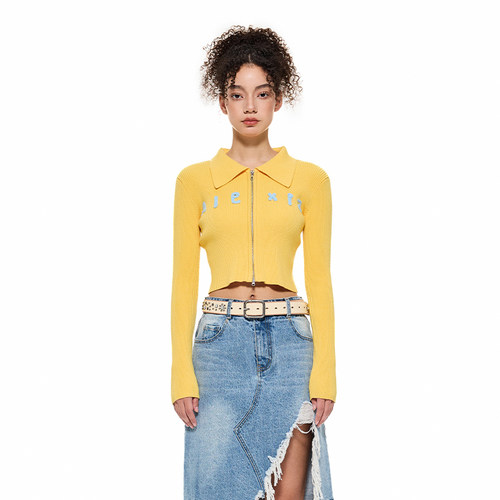 alexiasandra紧身字母针织开衫