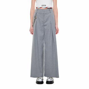宽松高级感休闲长裤 百搭双腰头直筒阔腿裤 Sandra灰色经典 Alexia