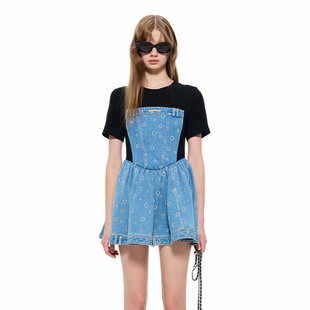 Alexia 拼接解构牛仔收腰连衣裙女设计师品牌 Sandra2024春夏新款