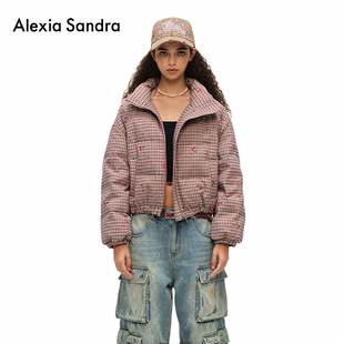 Alexia 羽绒服外套女面包服保暖 Sandra秋冬复古刺绣樱桃立领短款