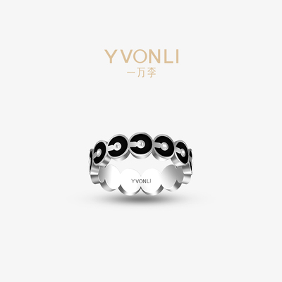 YVONLI一万李官方旗舰店 上上签系列 黑玛瑙 18K金戒指