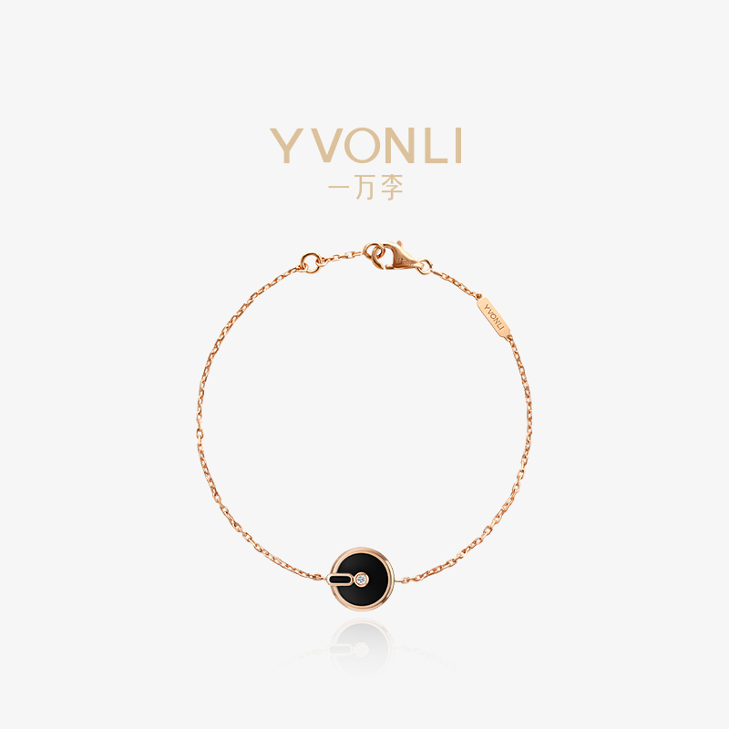 YVONLI一万李官方旗舰店 上上签系列 黑玛瑙 18K金钻石手链