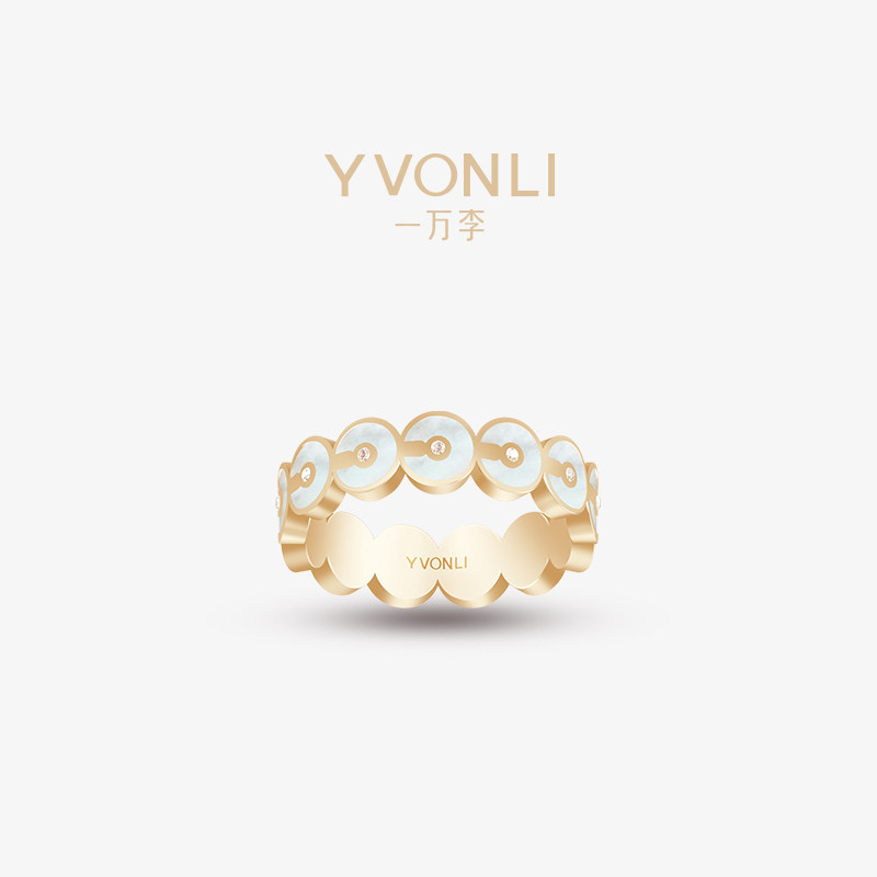 YVONLI一万李官方旗舰店 上上签系列 珍珠母贝 18K金钻石戒指