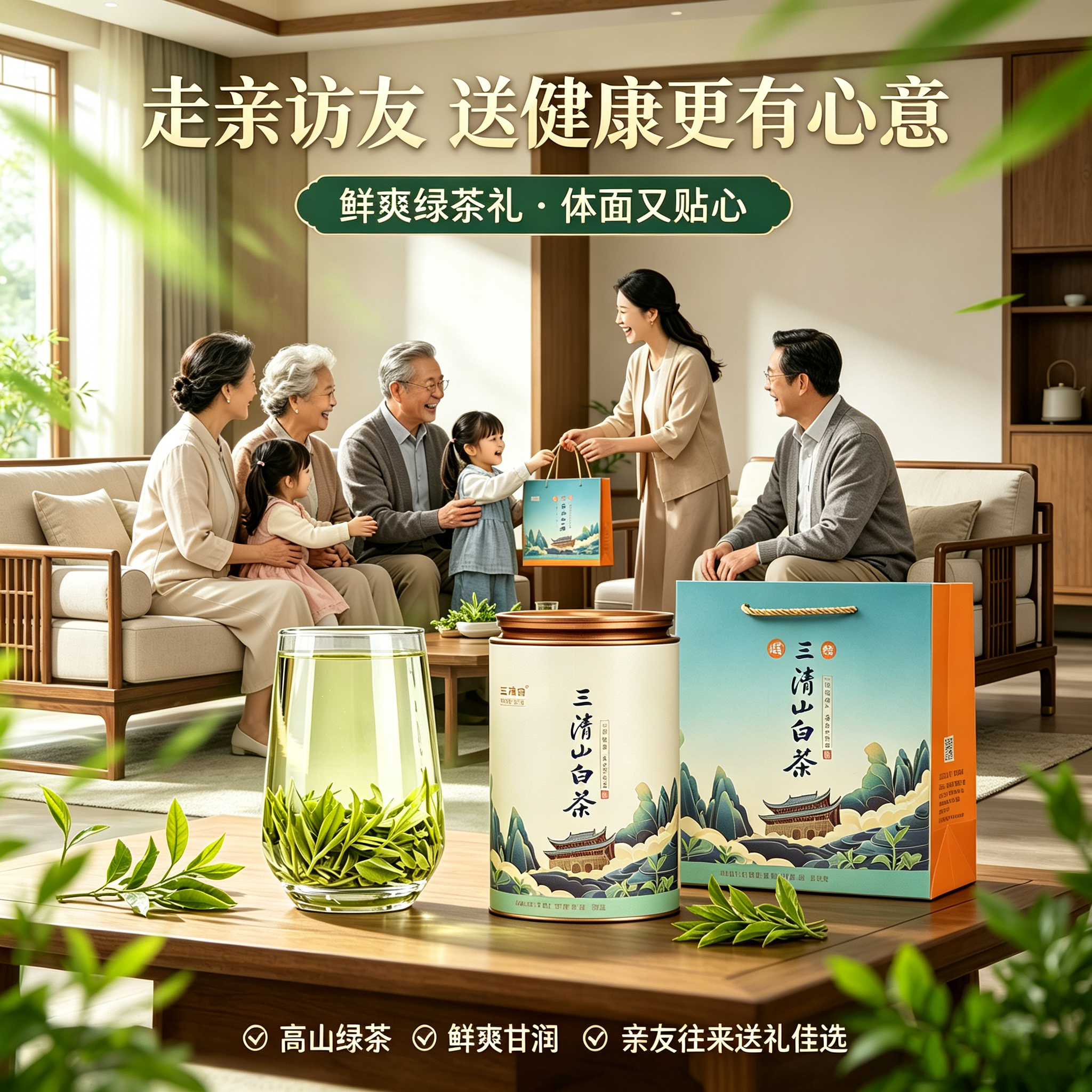 走亲串门年节拜访礼品茶三清山特产绿茶白茶叶嫩香型2026明前春茶