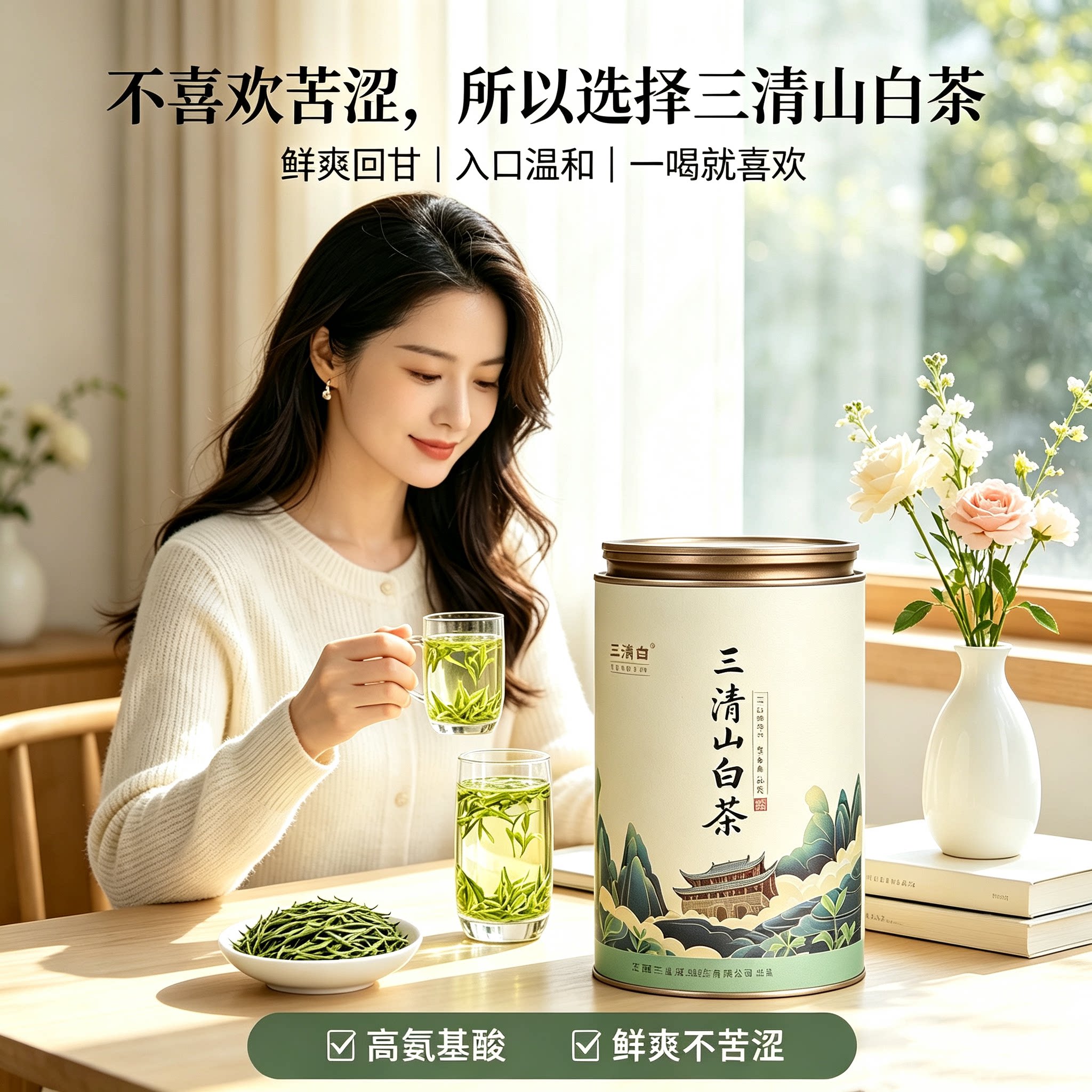 女性轻养生口粮绿茶江西特产一级白茶茶叶一芽一叶高档绿茶自己喝