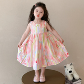 女童夏款 连衣裙女孩宝宝公主裙夏天 儿童夏季 彩条裙子夏装 2025新款