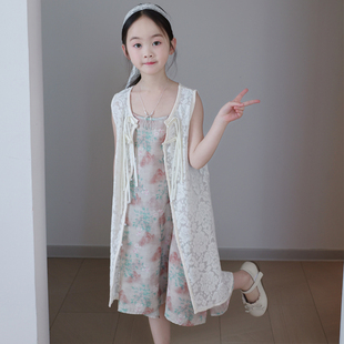 女童连衣裙儿童长裙夏季儿童吊带睡衣沙滩裙子宝宝薄款上衣碎花裙