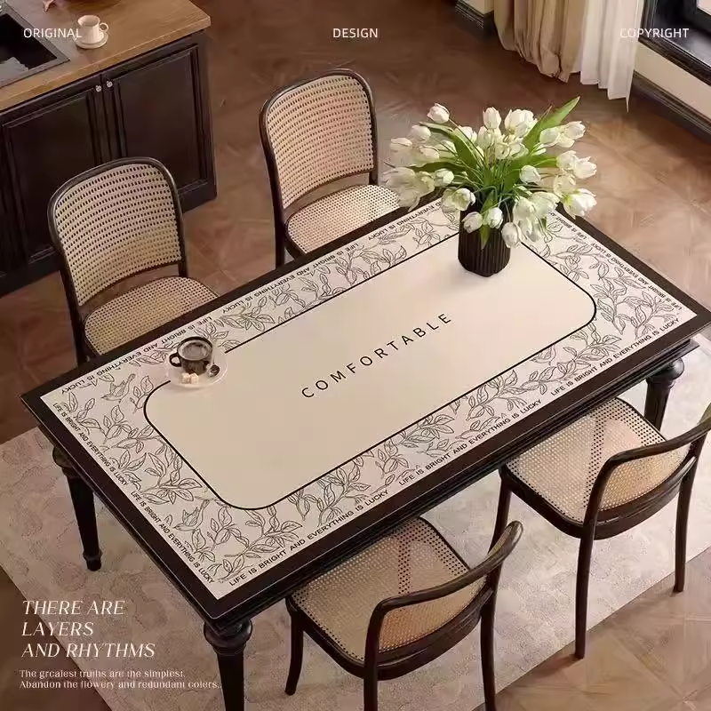 复古桌布轻奢高级感餐桌垫防水防油免洗桌面保护垫子长方形桌面垫
