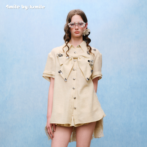 【夏上新】4MILE BY KSMILE 26春夏新款蕾丝细闪甜美学院套装