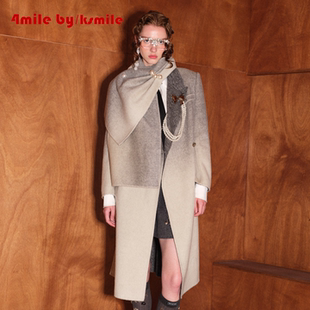 KSMILE 4MILE 灰白渐变毛呢大衣围巾披肩外套 年货狂欢季