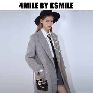 年货狂欢季 秋冬英伦风金属花羊驼毛西装 4MILE KSMILE 大衣