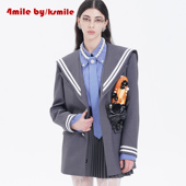 知食分子系列海军领法棍西装 外套 KSMILE 25春夏新品 4MILE