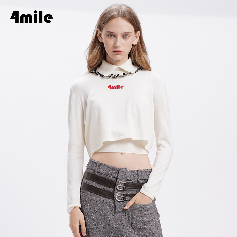 4MILE翻领背心针织衫两件套