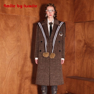 KSMILE 4MILE 复古格纹披肩羊毛大衣学院外套 年货狂欢季