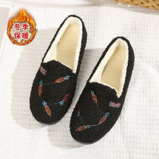 秋冬加绒软底豆豆鞋居家保暖鞋便宜女士棉鞋老北京布鞋女