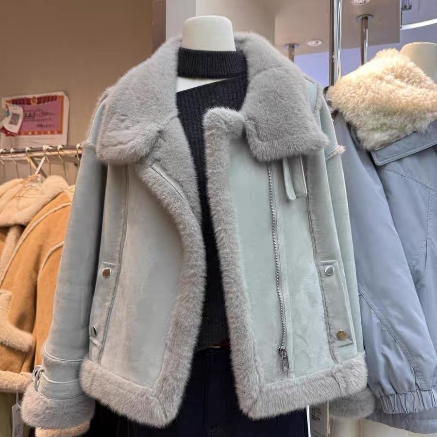 韩国新品加绒加厚皮毛一