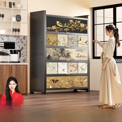 2025新款钢制多功能厨房置物架落地多层收纳柜家用餐边柜储物柜子