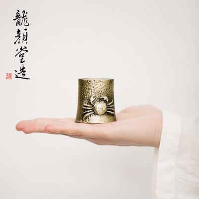 颜堂螃蟹盖置福寿铁壶盖置托铸铜壶盖托铜盖壶盖架功夫茶道配件